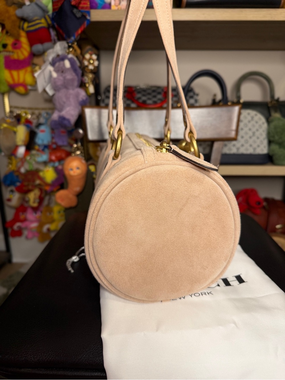 Coach Nuage Pink Suede Barrel Bag - Picture 2 of 6